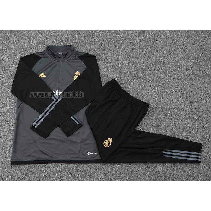 Tuta da Track de Felpa del Real Madrid Bambino 2023-2024 Grigio